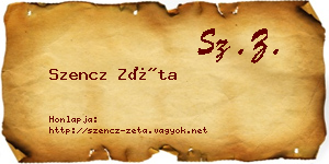 Szencz Zéta névjegykártya
